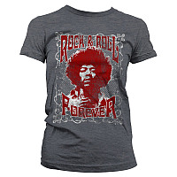 Jimi Hendrix tričko, Rock 'n Roll Forever Light Grey, dámské