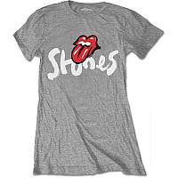 Rolling Stones tričko, No Filter Text Brush Strokes Grey, dámské