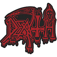 Death tkaná nášivka PES 100x85 mm, Logo Cut Out Red