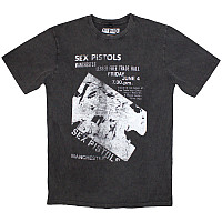 Sex Pistols tričko, Manchester Flyer Stone Wash Charcoal Grey, pánské
