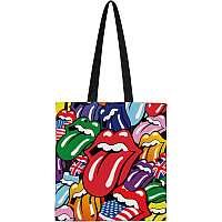 Rolling Stones bavlněná nákupní taška 42x37x10 cm, Tongues Multicolor