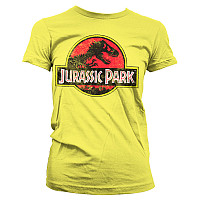 Jurský Park tričko, Distressed Logo Girly Yellow, dámské