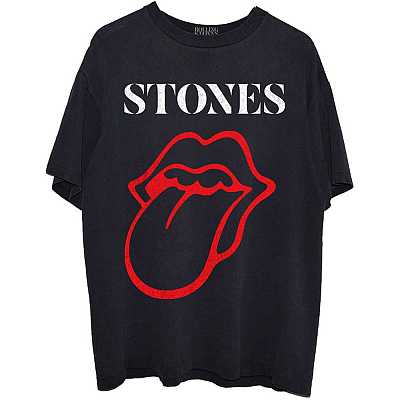 F4NT4STIC Shirt 'The Rolling Stones Plastered Tongue Washed' in Zwart