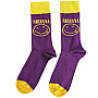 Nirvana ponožky, Yellow Happy Face Purple, unisex - velikost 7 až 11 (41 až 45)